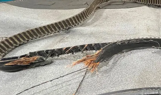 Pkw mit Zahnriemenmotor: ausgefranster Zahnriemen im Detail